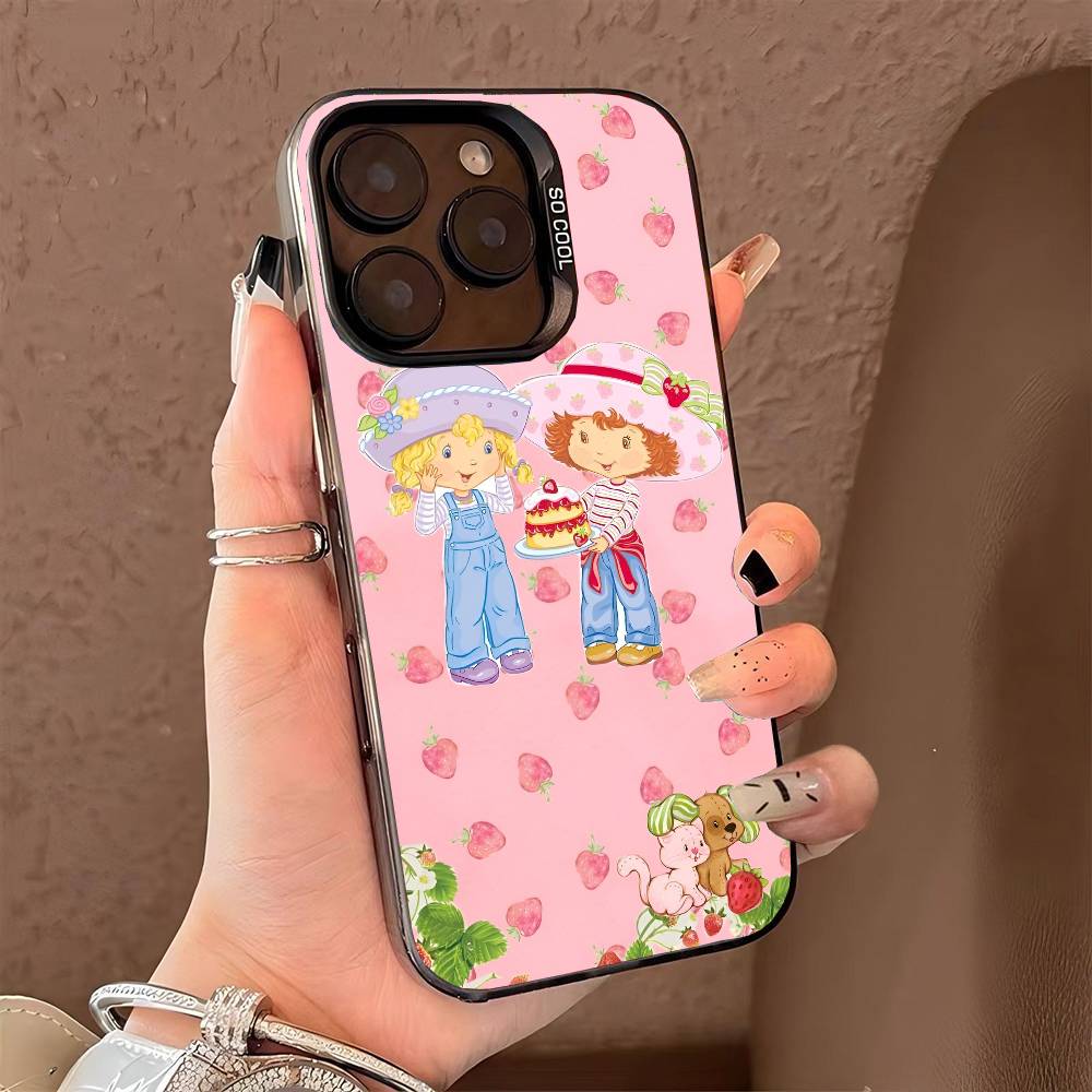 Чехол для телефона Клубничный Ш-Шорткейк для iPhone 17 17Air 16 15 14 13 12 11 Pro Max Plus Цветной Серебристый