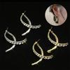 Fashion Korean Cross Curved Earrings 18k Gold Alloy Plated Curved Drop Earrings Zircon Jewelry Women's Gifts