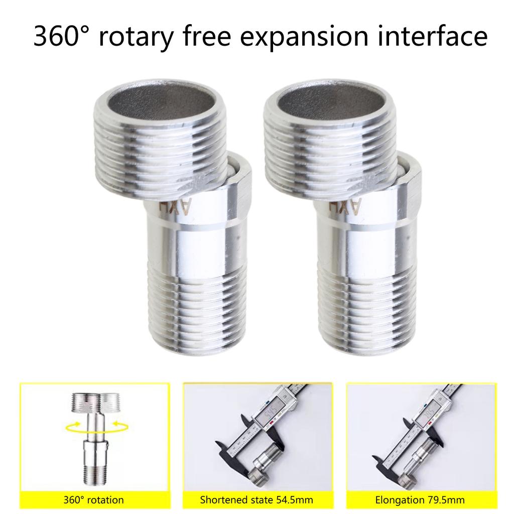 Адаптер для душа из нержавеющей стали, 2 шт., регулируемый на 360 градусов, угловой, изогнутый, удлиненный, угловой, для душа