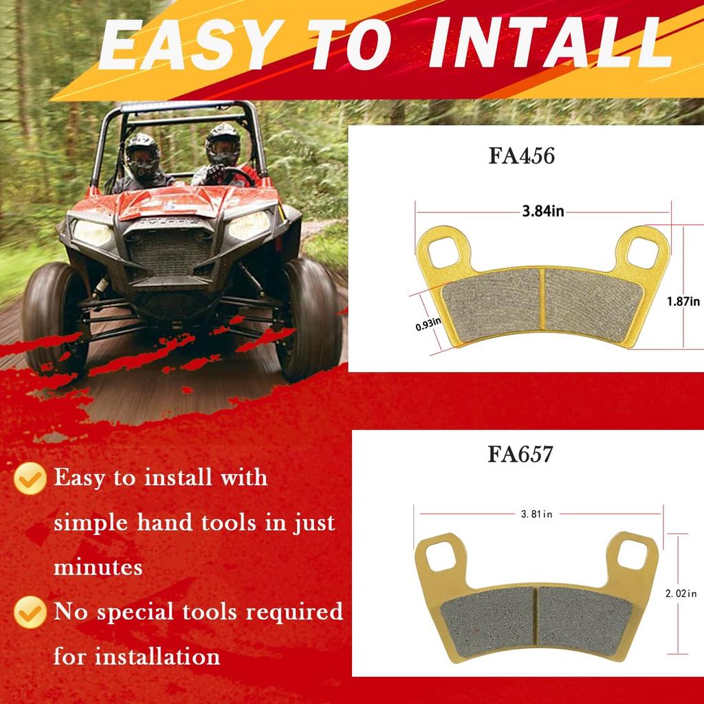 Front and Rear Brake Pads Fit for Polaris Razor RZR 570 RZR 800 RZR 900 RZR 1000 RZR S 800 900 FA456 & FA657