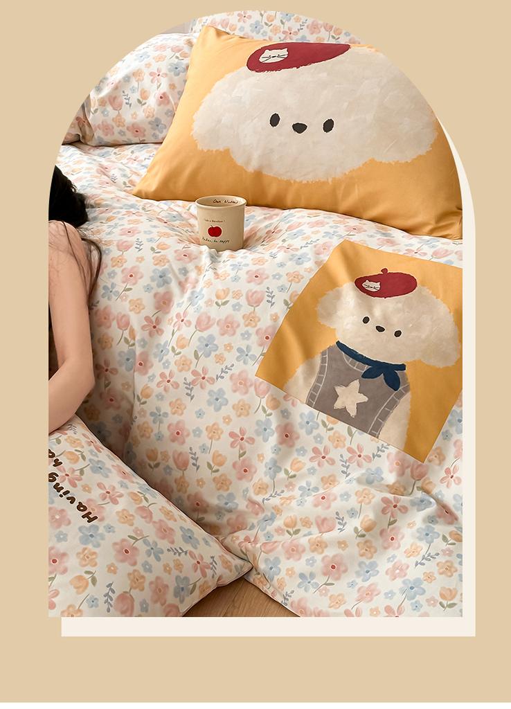 Sleep Grid Cotton Large Edition Digital Printed Four Piece Set