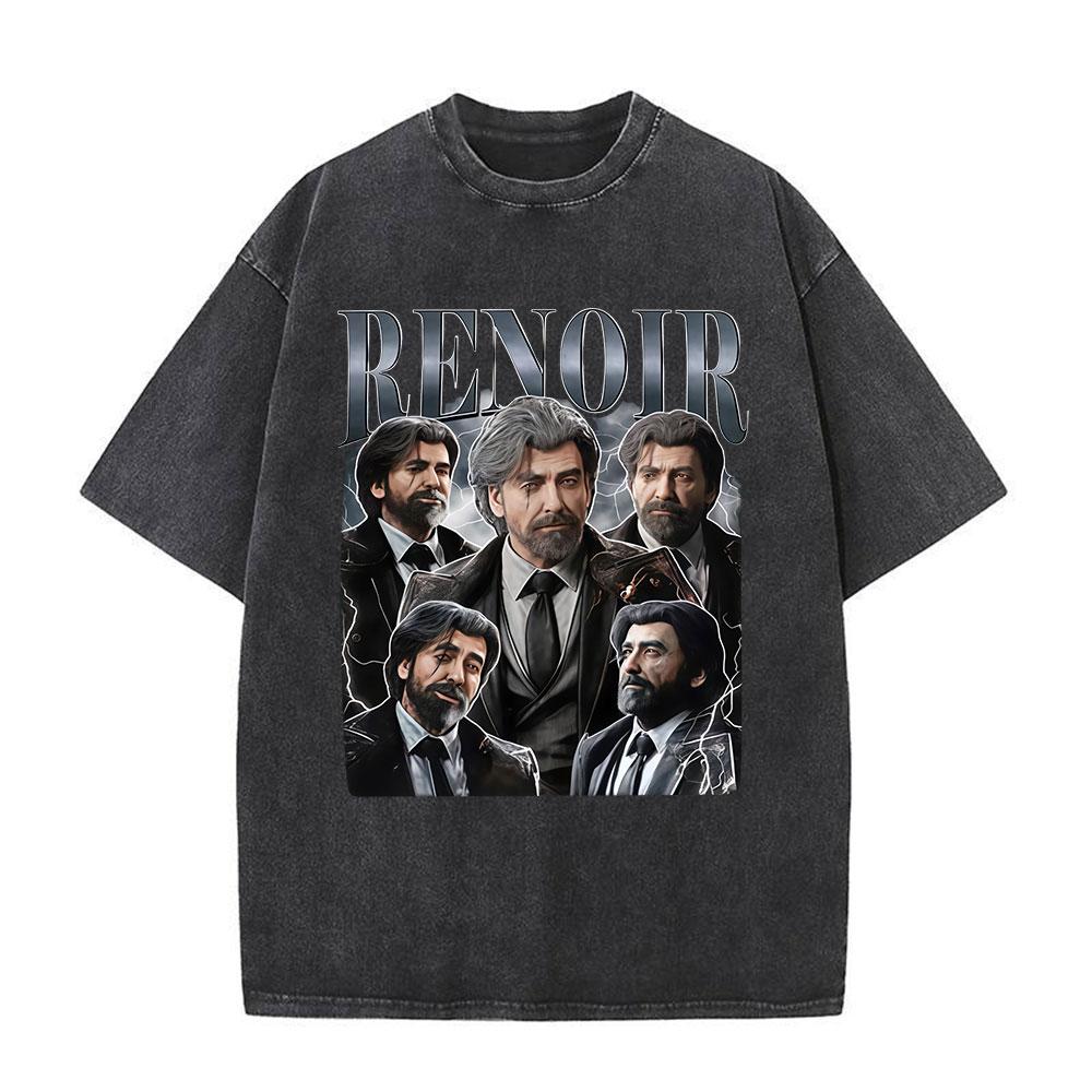 Esquie Game Clair Obscur Expedition Washed T Shirts Men Women Clothing Fashion Retro Oversized ONeck Short Sleeve Tshirts