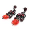 [J0470] - Designer Earrings 'Mélusine' Red Black