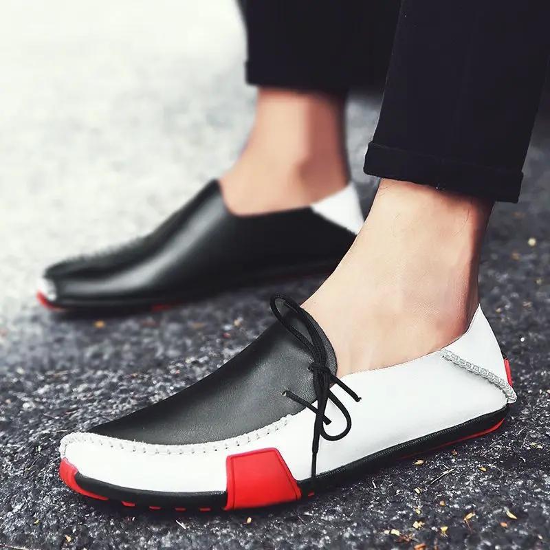 Fashion Pointed Toe Men's Leather Shoes Height Increasing Loafers Male Casual Shoe Slip-on Sale Adults Size 45 Low Price Social Elegant