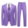 Men's Three-Piece Suit Set with One-Button, Double Vents, and Elastic Waist