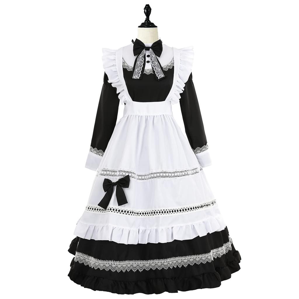 Maid British Maid Short Long Maid Maid Coffee Large Size Long Lace [NOKIJP] Clothes, Cosplay, Style, Lace, Ribbon, Costume, Long, Sleeve, Sleeve,