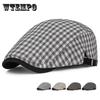 Spring Summer Solid Color Plaid Newsboy Caps Flat Peaked Cap Men and Women Painter Beret Hats