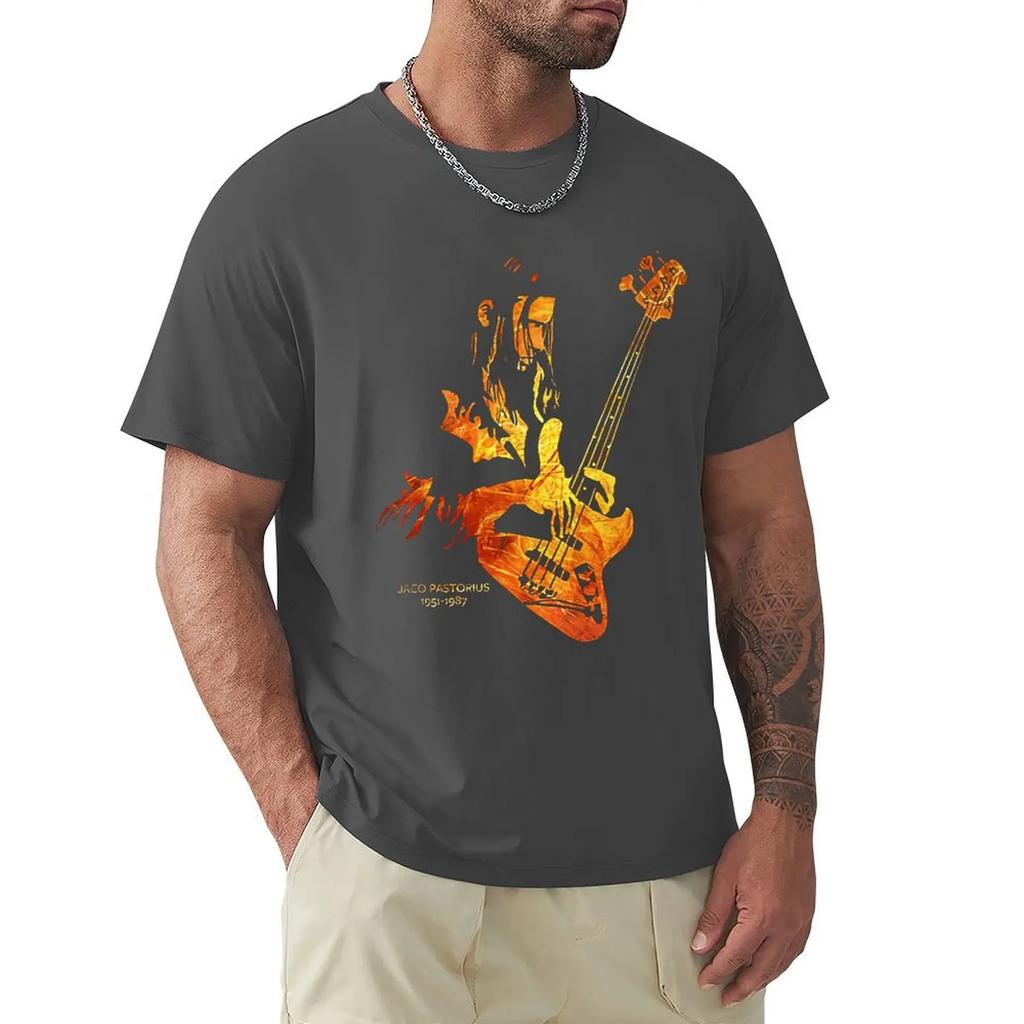 Men Jaco Pastorius In Memoriam Guitar T Shirts Music Bass Pure Cotton Tops Vintage Short Sleeve Tee Shirt T-Shirts
