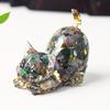 Статуэтка кошки из смолы 1,77 дюйма с хвостом, фигурка из натурального кристалла, духовный декор Фэн-шуй для Хэллоуина, Рождества