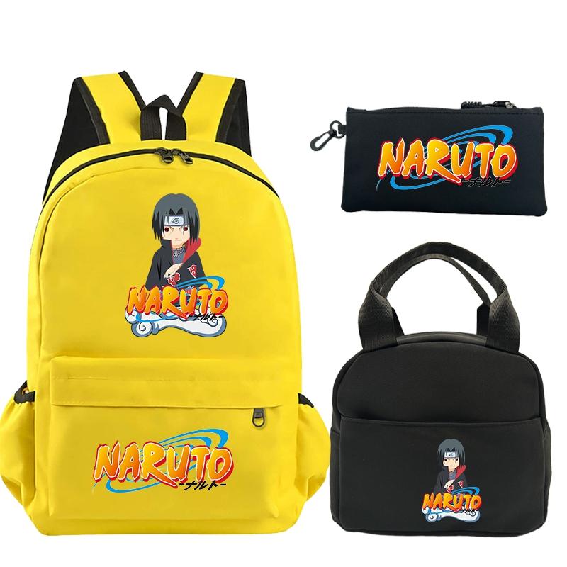 3 шт./компл., рюкзак с принтом аниме Наруто и сумка для обеда, пенал для подростков, детский школьный рюкзак для девочек и мальчиков