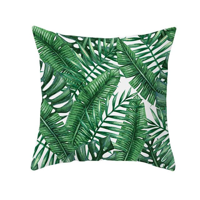Summer Tropical Plants Cushion Cover Green Leaves Printing Decorative Pillowcase Polyester Tropical Plants Throw Pillow Case