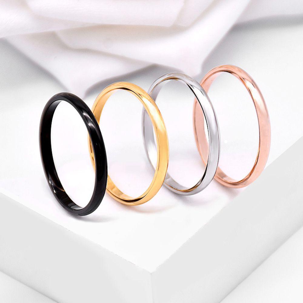 Women Girl Size 3-10 Party Jewelry 2MM Thin Ring Stainless Steel Plain Band Finger Knuckle