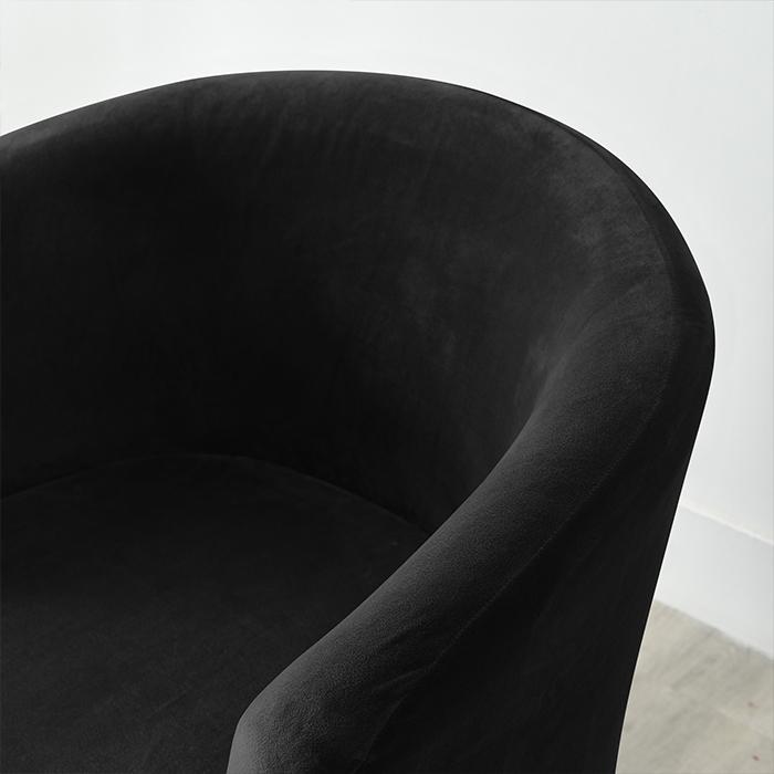 Club Armchair Cover, Velvet, Black