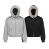 American Street Heavyweight Hoodie With Faux Fur Trim Loose Fit Zip Up Sweatshirt Couples