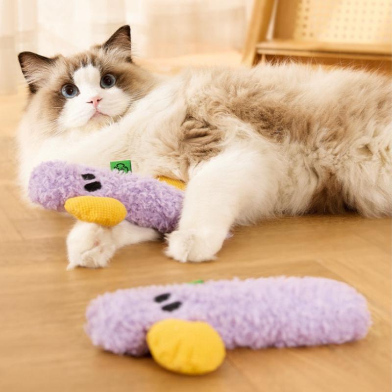 2 Pack Self-excited Cat Chew Toy, Bite Resistant Sounding Plush Kitten Toy, Teeth Cleaning Interactive Play Pet Supplies