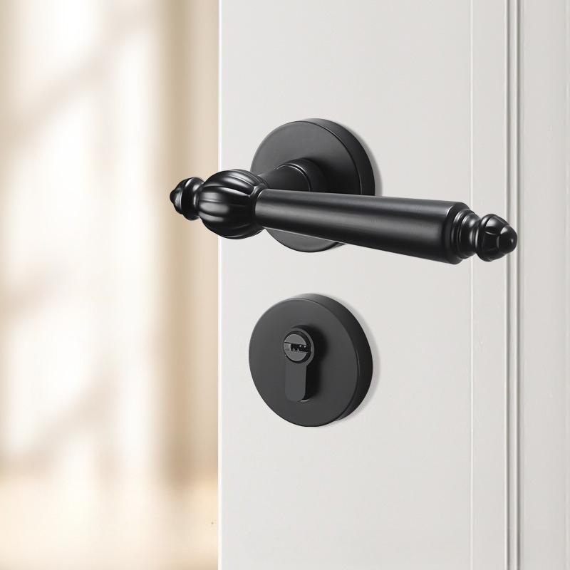 Vintage European Split Door Lock Handle Aluminum Zinc Alloy Silent Lever Lock With Keys Fit 35-45mm Bedroom Wooden Door Multi Color