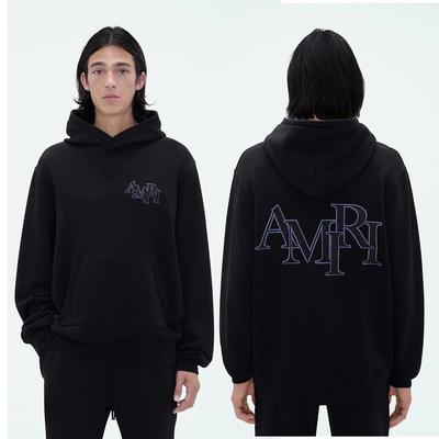885 Амири Печать пеной Буквы Весна и Осень Свободный Большой размер Тонкий Высококачественный Хлопок Худи с капюшоном Парный