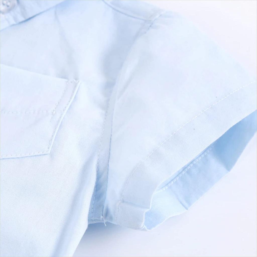 Misia Luxury Baby Romper Short Ages 18 Months Boy's Jumpsuit, Spring/Autumn, Sleeve, Button-Down, Cotton, Collared, 0-3, Blue, 9378,