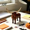 Primitive Folk Art Decoration Vintage Longhorn Bull Sculpture Rustic Farmhouse Animal Figurine Western Style Pastoral Shelf Display Decorative