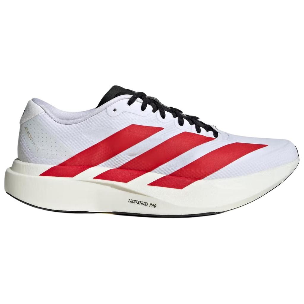 adidas Adizero Evo Sl Плетеные Удобно Сидящие Увеличивающие Рост Беговые Кроссовки Унисекс Белые Красные KK3675