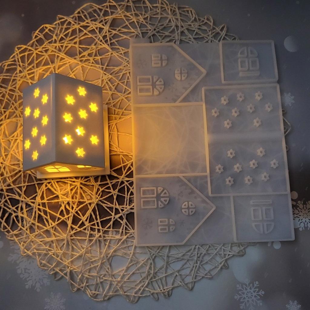 Christmas House Silicone Mold Resin Crafting Moulds Silicone Ornament Moulds Candle Holder Molds for Hand-Making Craft