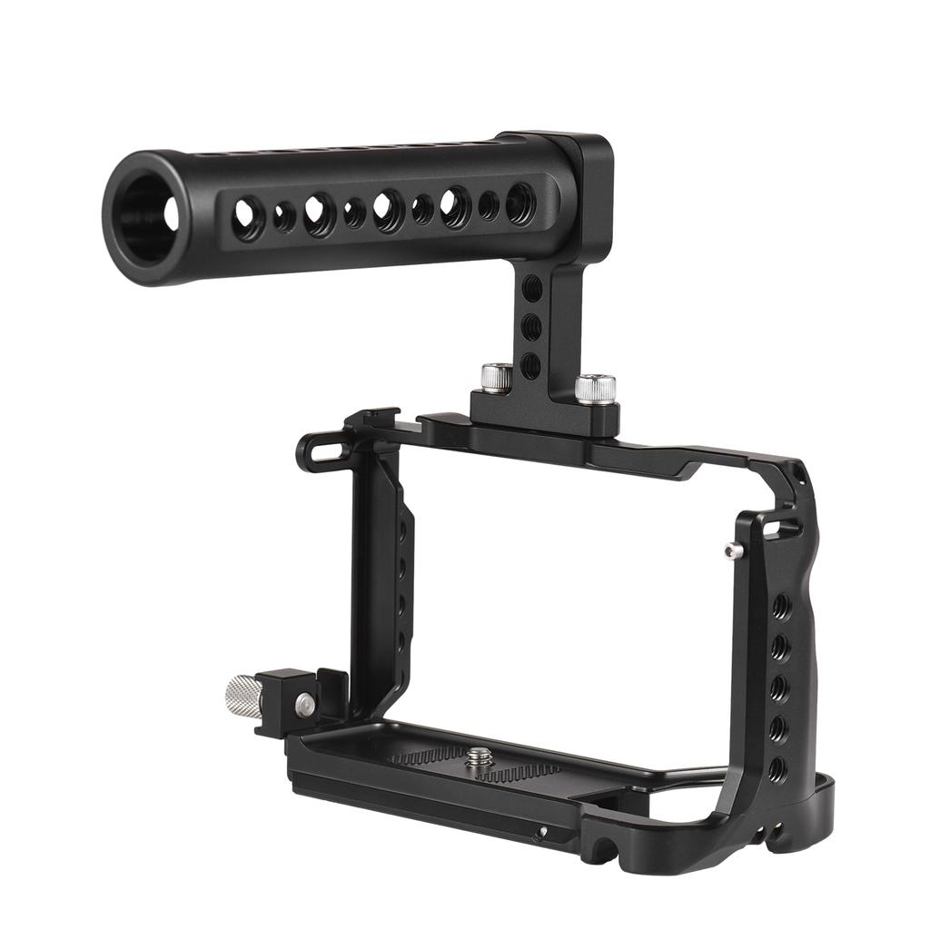 Andoer Camera Cage + Top Handle Kit Aluminum Alloy Camera Video Cage with Magnetic Wrench Slot Cold Shoe Mount Arca