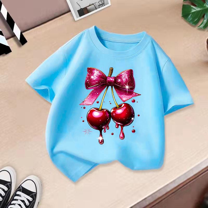Children's Casual Short-sleeved T-shirt - Summer Girl's Cute Cherry T-shirt
