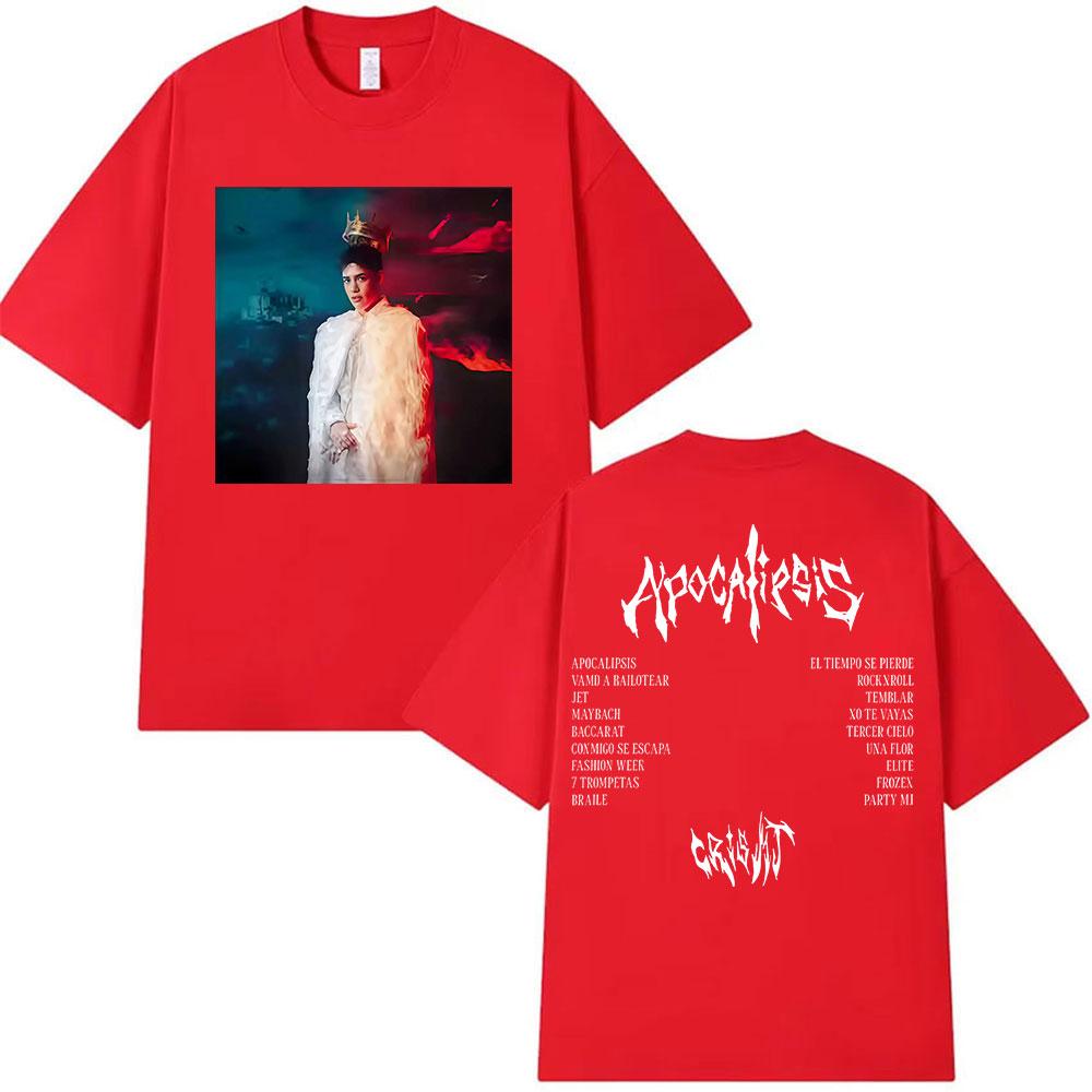Rapper Cris MJ Apocalipsis 2025 Album Graphic T Shirts Unisexs Hip Hop Gothic Fashion Retro Cotton Short Sleeve Tshirt Streetwear