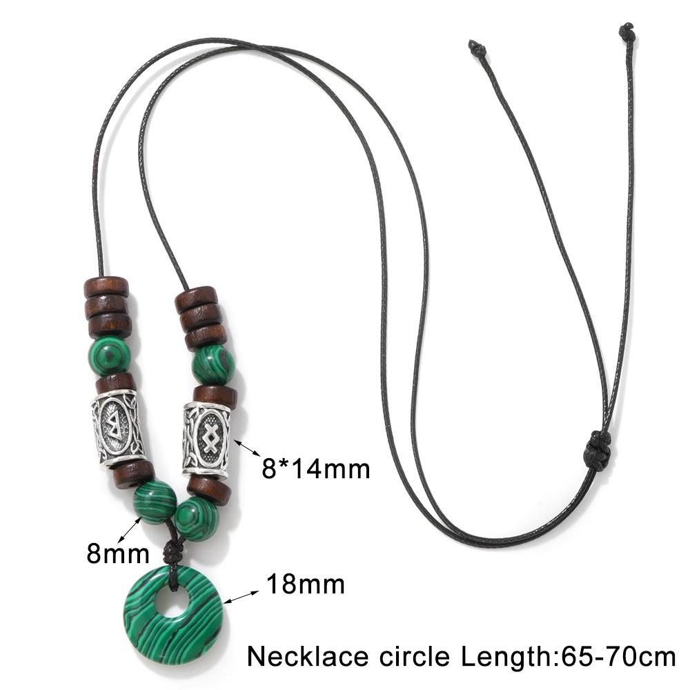 Bead Run Wood Bead Viking Bead Safety Buckle Retro Style Rune Bead Rune Bead Ethnic Style Sweater Chain Retro Fashion