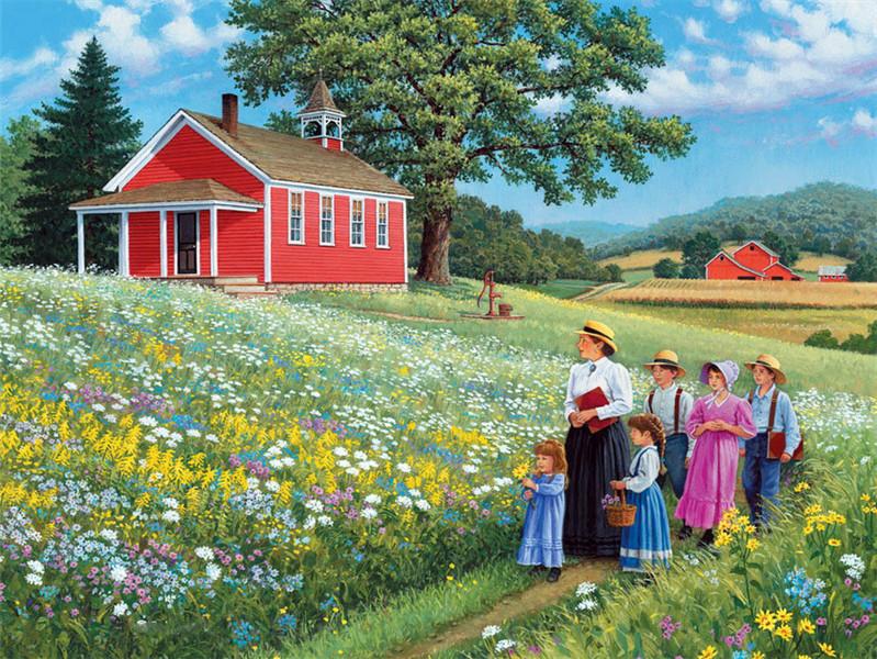 Набор для алмазной живописи Пейзаж Ферма 5D DIY Алмазная вышивка крестиком Весенняя мозаика со стразами Домашний декор