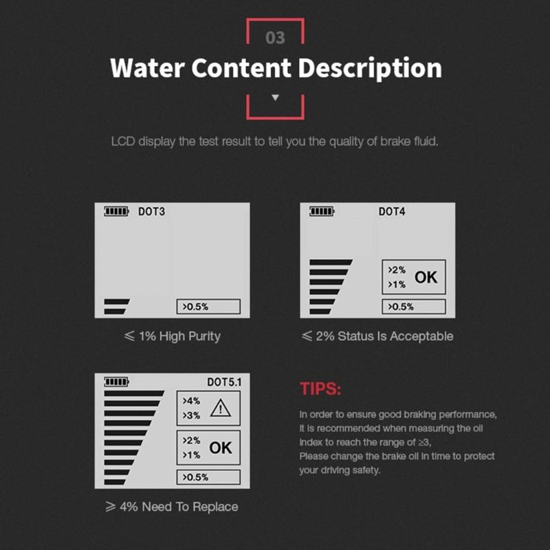 Точная проверка качества масла Универсальный тестер тормозной жидкости Автомобильный диагностический инструмент Цифровой тестер Инструмент для тестирования DOT3 DOT4 DOT5.1
