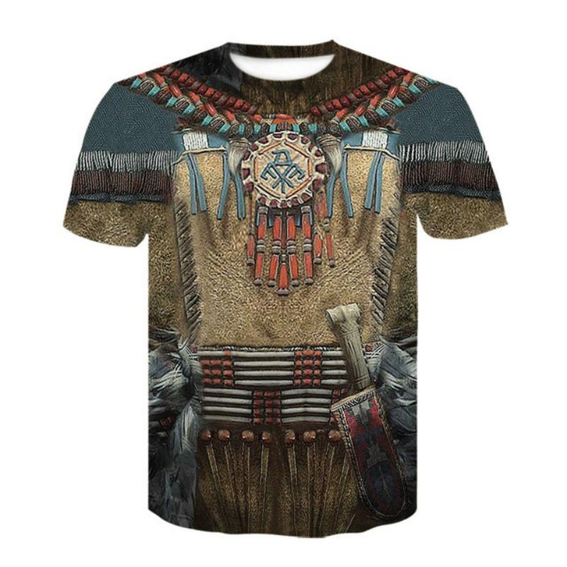 Bohemian Style Polyester T-shirt Men's 3D Stretch T-shirt Indian Design Couple Streetwear Fashion Apparel