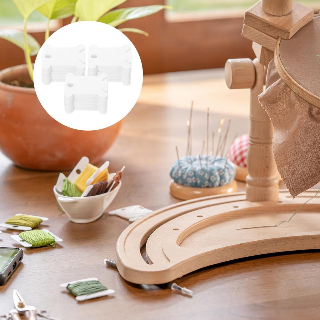 uxcell 360pcs Embroidery Thread Bobbins, Plastic Cross Stitch Thread Organizer Holder Card, Craft DIY Sewing Thread Organizer Tool Storage, White