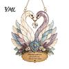Acrylic Hanging Ornament Stained Glass Style Swan Pendant, Decorative Suncatcher for Window Car Love Symbol Home Decor And Christmas Tree Ornament,