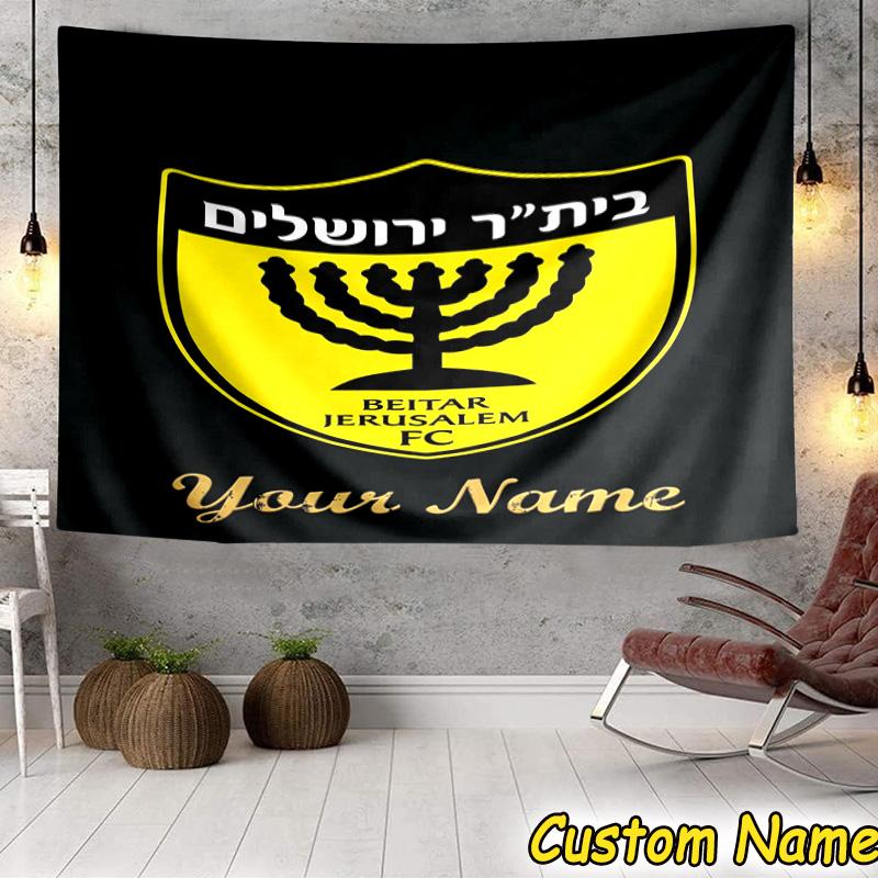 Custom Name Jerusalem Fc Logo Design Tapestry Room Decoration Wall Hanging for Living Room Bedroom, dormitory, Birthday and Christmas gifts