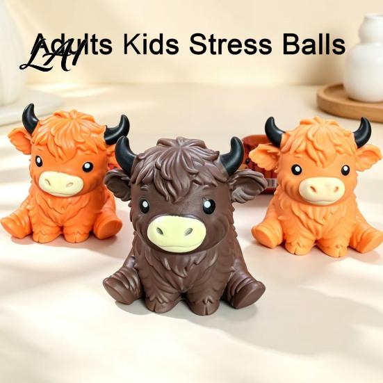 Cow Shape Sensory Toy Highland Stress Relief Toy Squeezable Cattle Soft Ball Fidget for Office Home and Classroom
