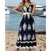 New Summer Holiday Style Printed V-neck Waist Short-sleeved Dress Holiday Long Dress