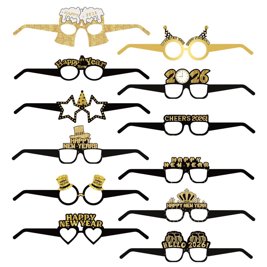 Happy New Year New Year Theme Party Glasses Photo Props