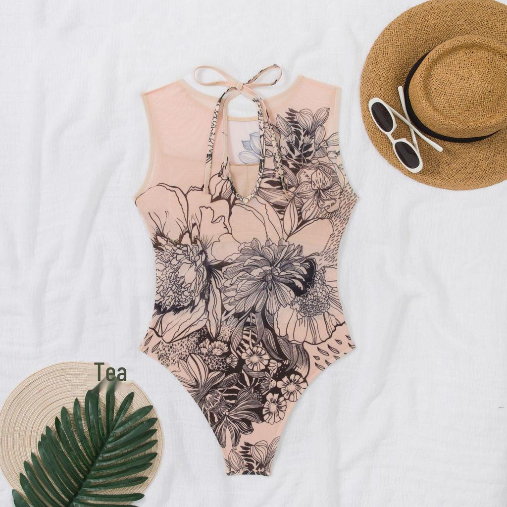 Женский многоцветный сетчатый купальник с длинным рукавом для защиты от солнца