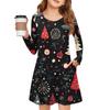 Christmas Day Girls' Long Sleeve Dress - Color Pocket Dress