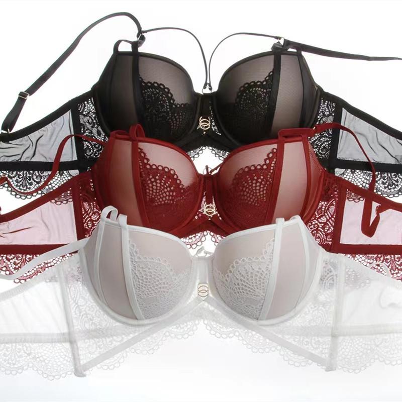 B C D Cup Bra Sexy Lace Underwear Gathering Bra Collecting Vice Lactation Adjustable Lingerie Bra Set
