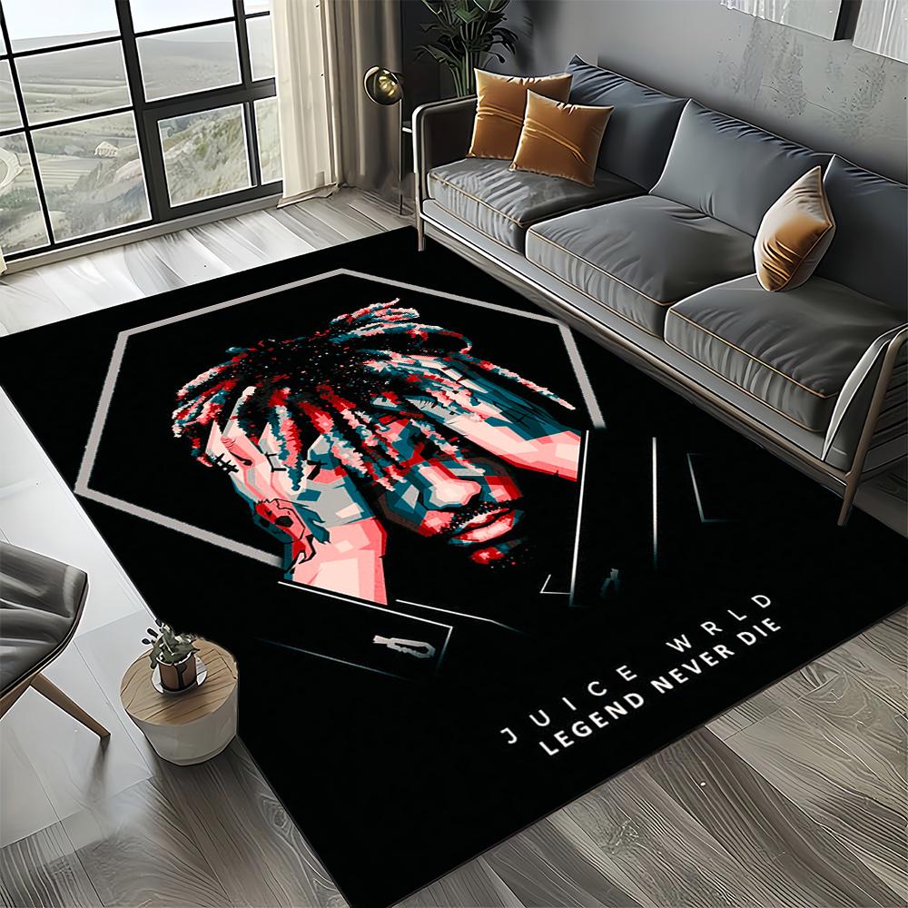 3D Print Juice WRLD 999 Legend Rapper Album Carpet Rug for Living Room Bedroom Home Sofa Decoration,Kids Play Non-slip Floor Mat
