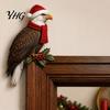 Holiday Gift for Home Wooden Bird Door Topper, Cute Christmas Corner Statue, Woodland Animal Frame Decorative Trim Art Sign Winter Wall Window Decor,