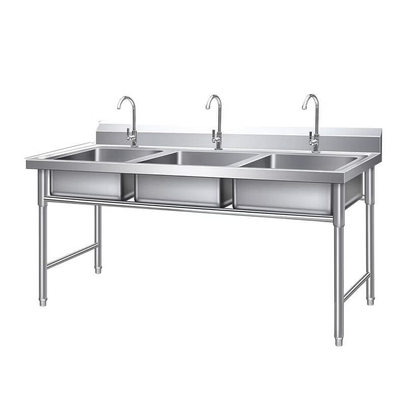 Commercial Stainless Steel 3-Compartment Kitchen Sink