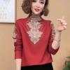 Stylish Velvet-Lined Long Sleeve Winter Shirt with Half-High Neck
