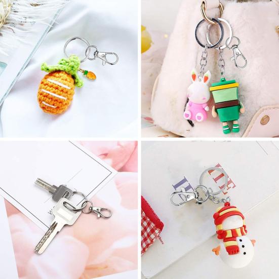 100Pcs/Set Key Chains Metal Lobster Claw Clasp with Key Rings Dog Collars Backpacks DIY Keychain