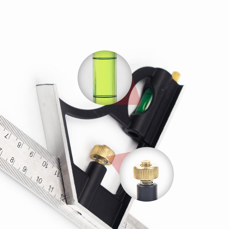 12-дюймовая регулируемая комбинированная угловая линейка 45/90 градусов с пузырьковым уровнем