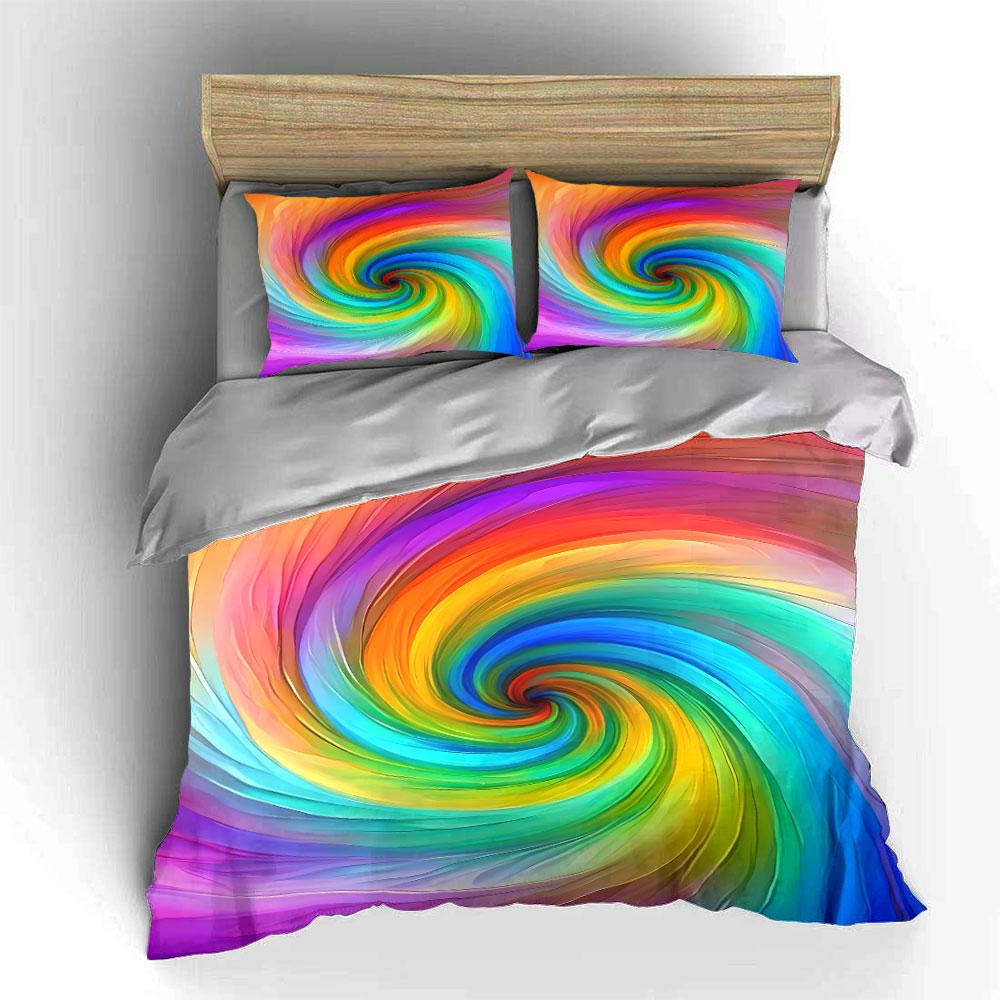 Rainbow Swirl Bedding Set Bedding Duvet Cover Set Duvet Cover Pillowcases (1 * Duvet Cover 2 * Pillowcases, without duvet insert)