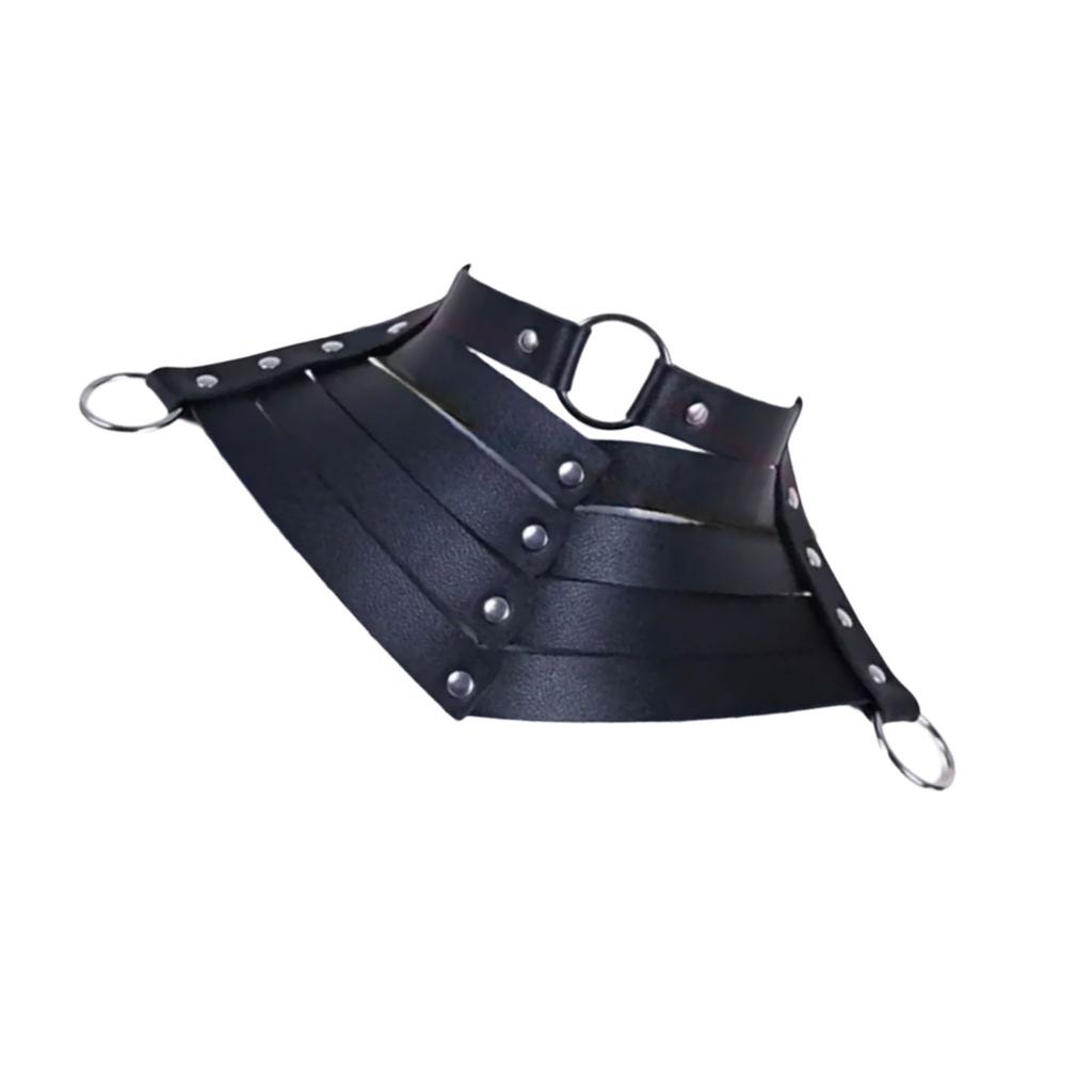 Vintage Goth Punk Faux Leather Necklace Trendy Goth Punk Style Necklace with Adjustable Faux Leather Straps for Women