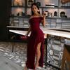 Women's Slim-fit Split Dress Sexy One-shoulder Long Dress